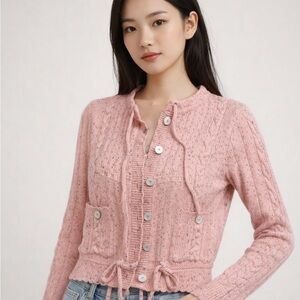 CHANEL Pink Button-Up Cardigan